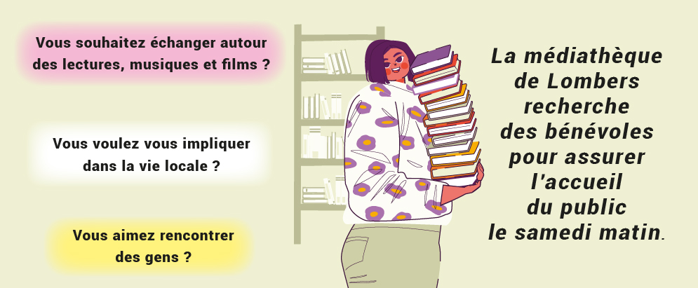 Une illustration : une jeune femme porte une pile de livres.