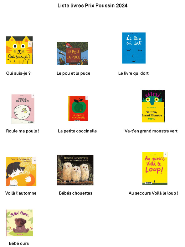 Liste livres Prix poussin 2024