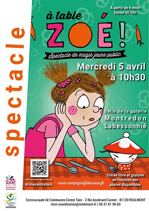 Affiche du spectacle "à table Zoé !"
