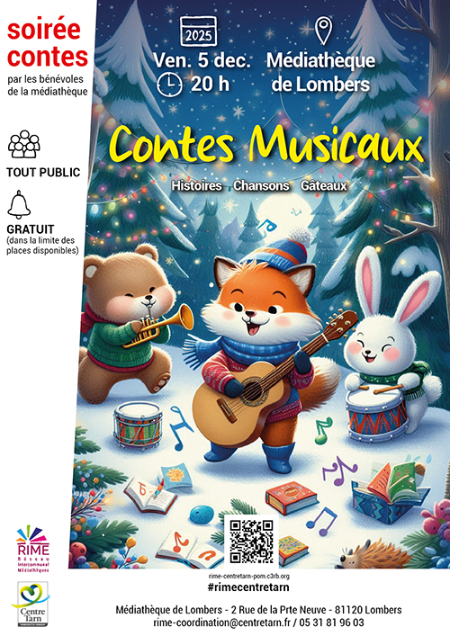 Affiche : Contes Musicaux. Histoires Chansons Gâteaux.