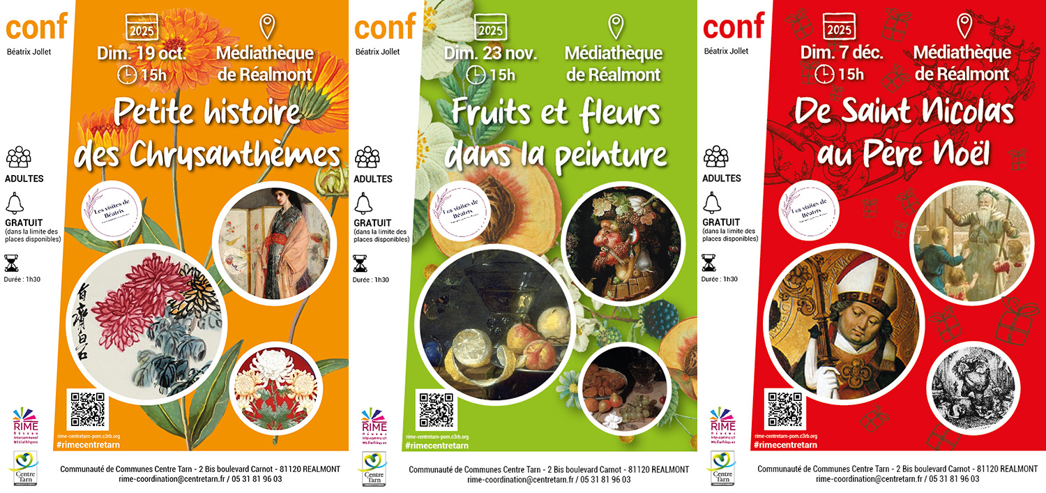 Trois affiches des conférences.
