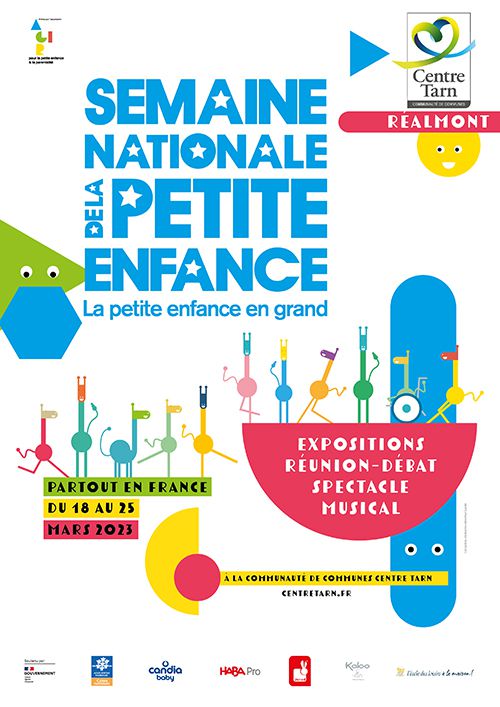 Affiche de la Semaine Nationale de la Petite Enfence 2023 en Centre Tarn.