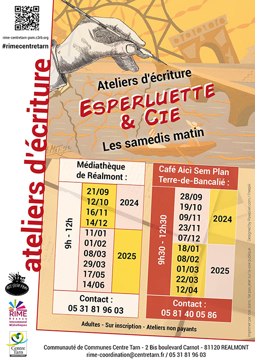 Affiche "Atelier d'écriture". 